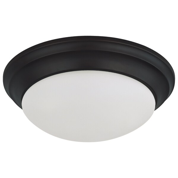 Nuvo 25W Flush Mount Twist & Lock Fixture, LED 14 in. Matte Black Finish Frosted Glass 62/689 - main
